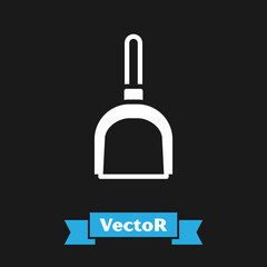 White Dustpan icon isolated on black background. Cleaning scoop services. Vector