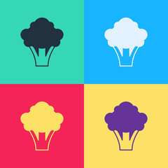 Pop art Broccoli icon isolated on color background. Vector