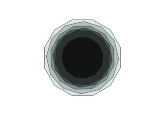 Fototapeta Grafika przedstawiająca obiekt z szarym brzegiem, szybko przechodzącym w wypełniającą środek obiektu czerń. Obiekt powstał w wyniku przekształceń sześciokąta. obraz