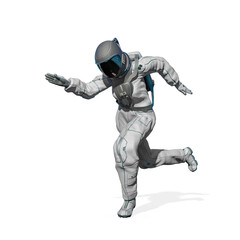 astronaut is running on white background