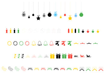 Set bunte Weihnachtsdekoration