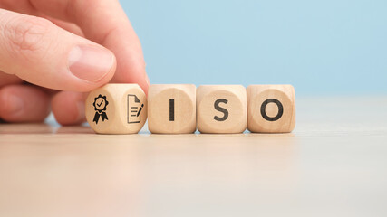 ISO or International Organization for Standardization. Quality and standards concept