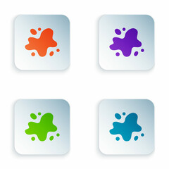Color Water spill icon isolated on white background. Set colorful icons in square buttons. Vector