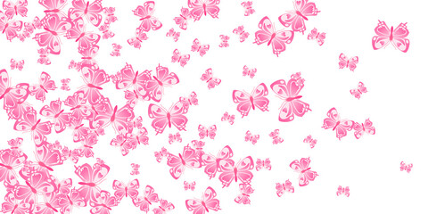 Romantic pink butterflies cartoon vector wallpaper. Summer colorful moths. Fancy butterflies cartoon children illustration. Delicate wings insects patten. Garden creatures.