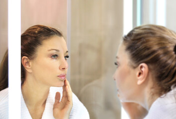 Magic anti-aging cream.Applying the cream.