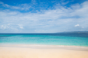 Fototapeta premium Landscape view on beautiful cost of caribean sea in dominicana.