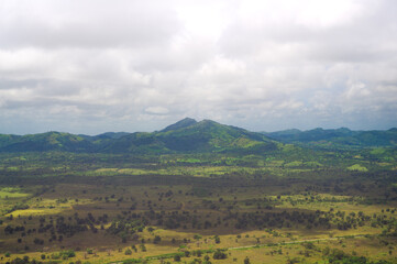 Naklejka premium Tropical jungle mountain in Dominican Republi. Aerial view