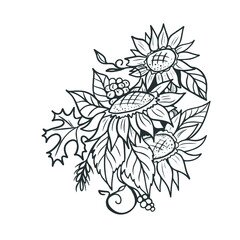 Vector design for postcard backgrounds and fabrics.Botanical spring design doodles