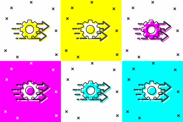 Set Time management icon isolated on color background. Clock and gear sign. Productivity symbol. Vector