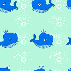 Obraz premium Vector design for postcard backgrounds and fabrics.Funny marine design