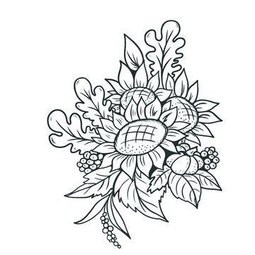 Vector design for postcard backgrounds and fabrics.Botanical spring design doodles