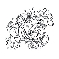 Vector design for postcard backgrounds and fabrics.Doodle design