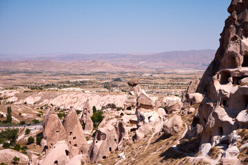 Cappadocia, Anatolia, Turkey.Aerial view of Goreme National Park, Rock formations of Cappadocia...