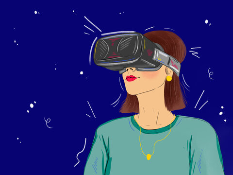 woman with VR head set