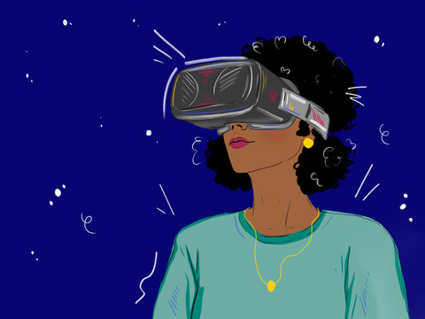 woman with VR head set