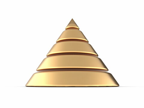 Golden cone pyramid Five steps 3D