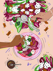 Obraz na płótnie Canvas still life with vegetables and salad