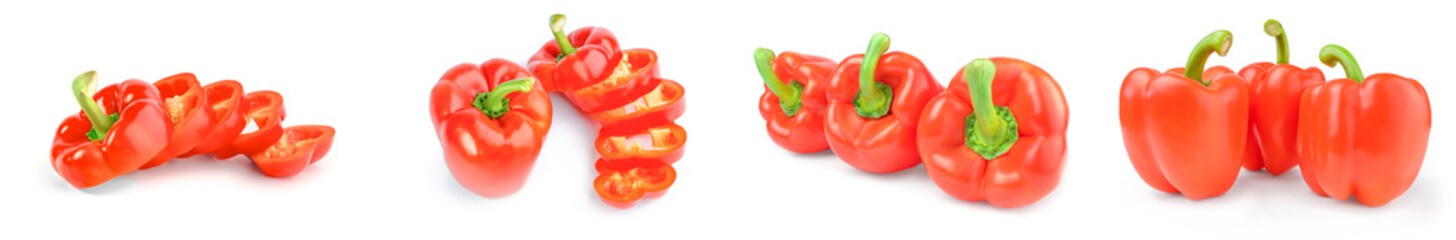 Set of paprika isolated over a white background