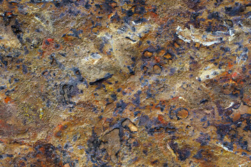 Naklejka na ściany i meble Rusty metal background. Texture of the burnt surface. 