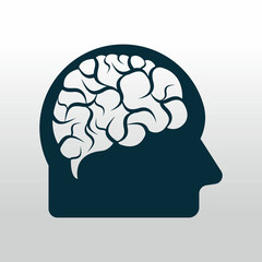 Head with brain vector illustration design. Human head and brain vector icon. Mind concept.
