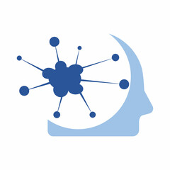 Human head and Neuron  vector template design.  Mind logo concept.