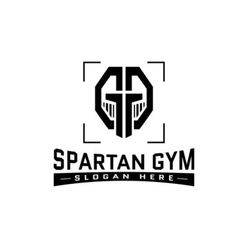 spartan mask. The gym logo of the letter G forms a spartan.