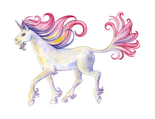 Obraz na płótnie Canvas Watercolor Classic Unicorn on white background