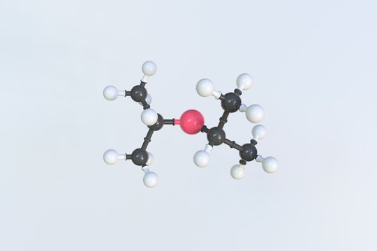 Molecule of diisopropyl ether, isolated molecular model. 3D rendering
