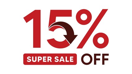 Discount up to 15 percent, banner template design with down arrow, special offer flash sales promotion. vector template illustration