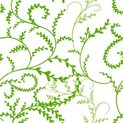 Foto op Plexiglas Groen Groene naadloze achtergrond mooie twijgen. vector illustratie