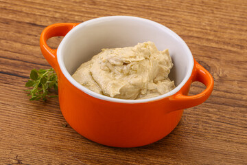 Vegan food - hummus with olive oil