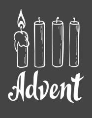 Vector illustration of Advent, Christmas time with candles