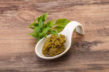 Green sauce pesto with basil