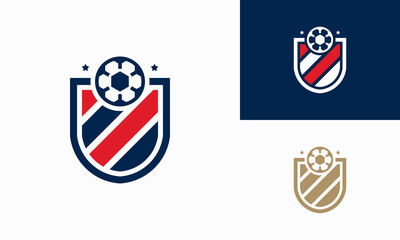 Football Badge with shield logo designs, Soccer Badge logo template