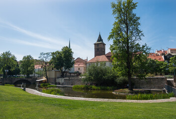 Fototapeta na wymiar Plzen, Czech Republic, June 2019 - view of Jezírko, a beautiful local park