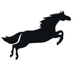 Obraz na płótnie Canvas Vector flat jumping horse silhouette isolated on white background