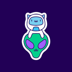 Fototapeta premium Cute astronaut cat and alien. illustration for t shirt, poster, logo, sticker, or apparel merchandise.