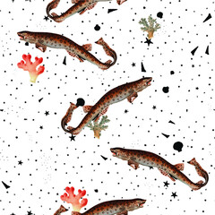 a beautiful and stunning repeated pattern of oceanic creatures free download perfect for fabrics, t-shirts, mugs, packaging etc