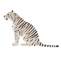 Fototapeta na wymiar Vector flat sitting tiger isolated on white background