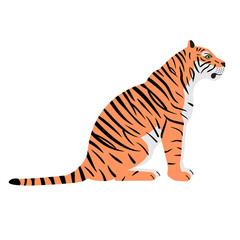 Fototapeta na wymiar Vector flat sitting tiger isolated on white background
