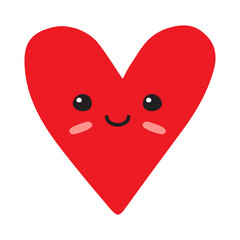 Vector hand drawn doodle sketch red heart with face isolated on white background