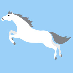 Vector flat jumping horse isolated on blue background