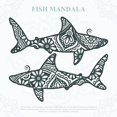 Boho style decorative Fish. Design For Coloring Book