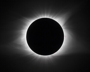 Grayscale shot of the total solar eclipse