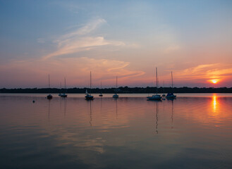 sunset in the harbor