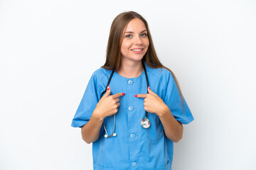 Young surgeon doctor Lithuanian woman isolated on white background with surprise facial expression