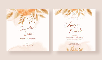 Romantic rustic boho wedding invitation square template