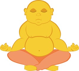 Vector illustration of a meditating yellow buddha