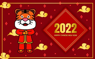 Fototapeta na wymiar chinese new year greeting design with red decoration and color. tiger year design