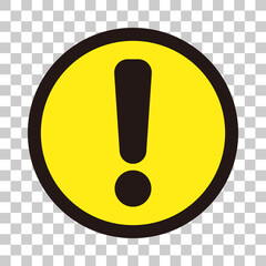 A round icon with an exclamation mark with a transparent background. Vectors about caution and warning.